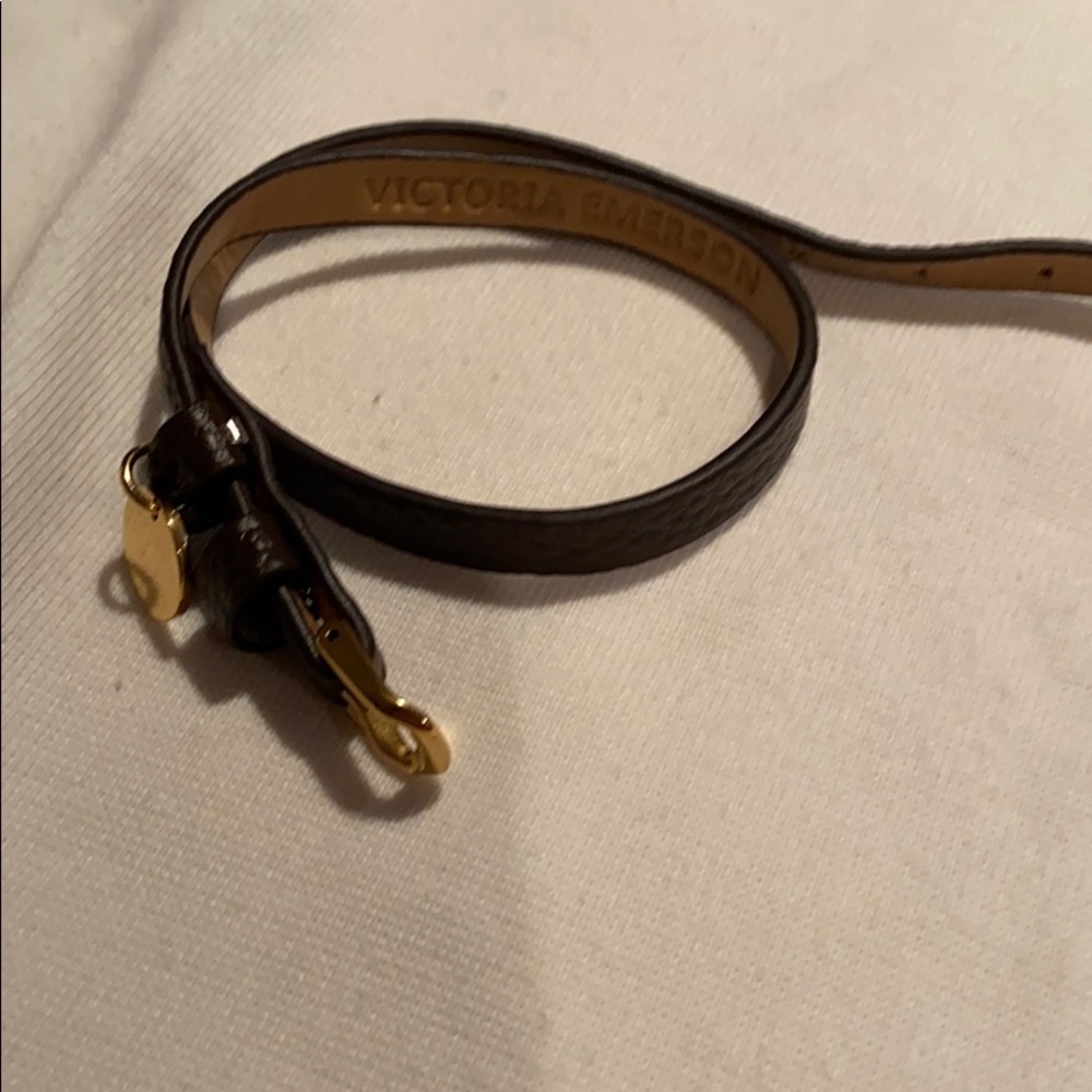 Victoria Emerson Dark Brown Gold Leather Wrap